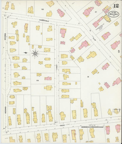 Sanborn Fire Insurance Map from Malone, Franklin County, New York (1903), Sheet #0012 - Historic Sanborn Fire Insurance Map Print, vintage old map wall art, antique decor, genealogy gift, New York New York map