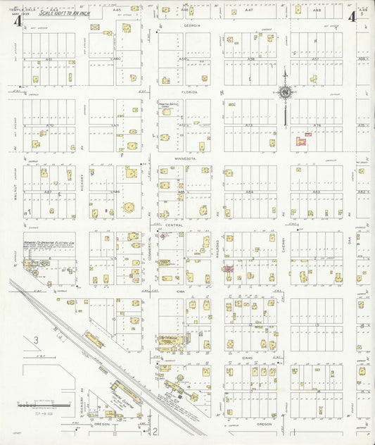 Sanborn Fire Insurance Map from Temple, Cotton County, Oklahoma (1939), Sheet #0004 - Historic Sanborn Fire Insurance Map Print, vintage old map wall art, antique decor, genealogy gift, Oklahoma Oklahoma map