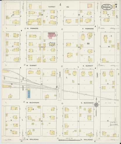 Sanborn Fire Insurance Map from Monroe, Green County, Wisconsin (1915), Sheet #0007 - Historic Sanborn Fire Insurance Map Print, vintage old map wall art, antique decor, genealogy gift, Wisconsin Wisconsin map