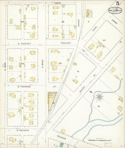 Sanborn Fire Insurance Map from Walla Walla, Walla Walla County, Washington (1894), Sheet #0005 - Complete Map Set gallery image, historic Sanborn map, vintage wall art, Washington Washington