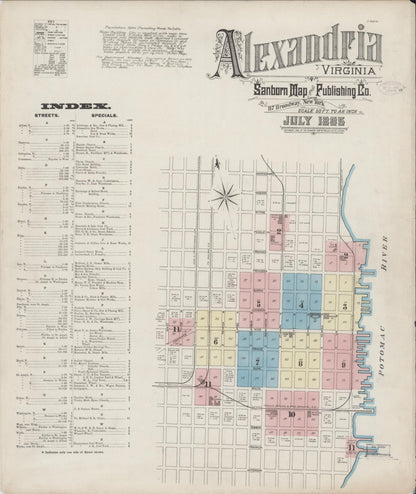 Sanborn Fire Insurance Map from Alexandria, Independent Cities, Virginia (1885), Sheet #0001 - Complete Map Set gallery image, historic Sanborn map, vintage wall art, Virginia Virginia