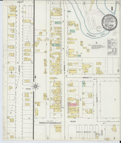 Sanborn Fire Insurance Map from Bellaire, Antrim County, Michigan (1898), Sheet #0001 - Complete Map Set gallery image, historic Sanborn map, vintage wall art, Michigan Michigan