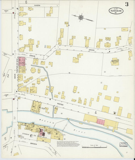 Sanborn Fire Insurance Map from Kennebunk, York County, Maine (1911), Sheet #0003 - Historic Sanborn Fire Insurance Map Print, vintage old map wall art, antique decor, genealogy gift, Maine Maine map