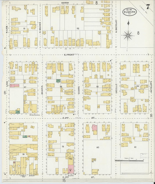 Sanborn Fire Insurance Map from Dunkirk, Chautauqua County, New York (1904), Sheet #0007 - Historic Sanborn Fire Insurance Map Print, vintage old map wall art, antique decor, genealogy gift, New York New York map
