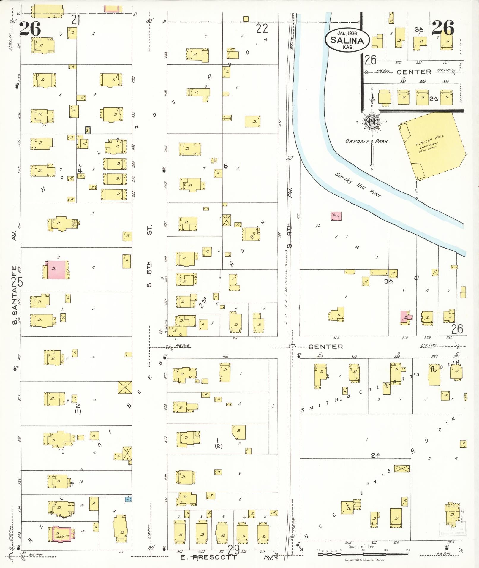 Sanborn Fire Insurance Map from Salina, Saline County, Kansas (1926), Sheet #0026 - Complete Map Set gallery image, historic Sanborn map, vintage wall art, Kansas Kansas