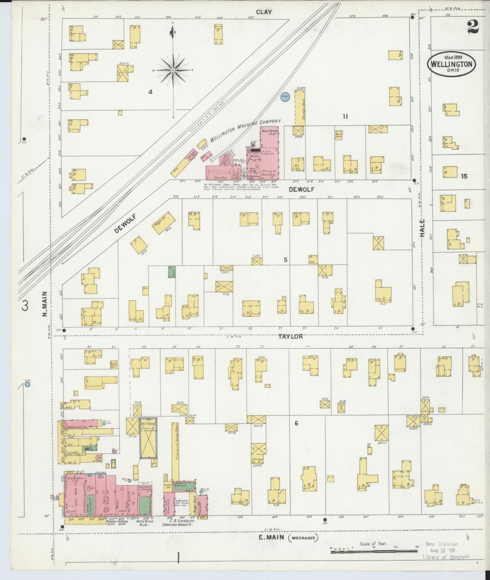 Sanborn Fire Insurance Map from Wellington, Lorain County, Ohio (1899), Sheet #0002 - Complete Map Set gallery image, historic Sanborn map, vintage wall art, Ohio Ohio