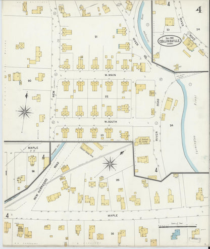 Sanborn Fire Insurance Map from Collinsville, Hartford County, Connecticut (1903), Sheet #0004 - Complete Map Set gallery image, historic Sanborn map, vintage wall art, Connecticut Connecticut