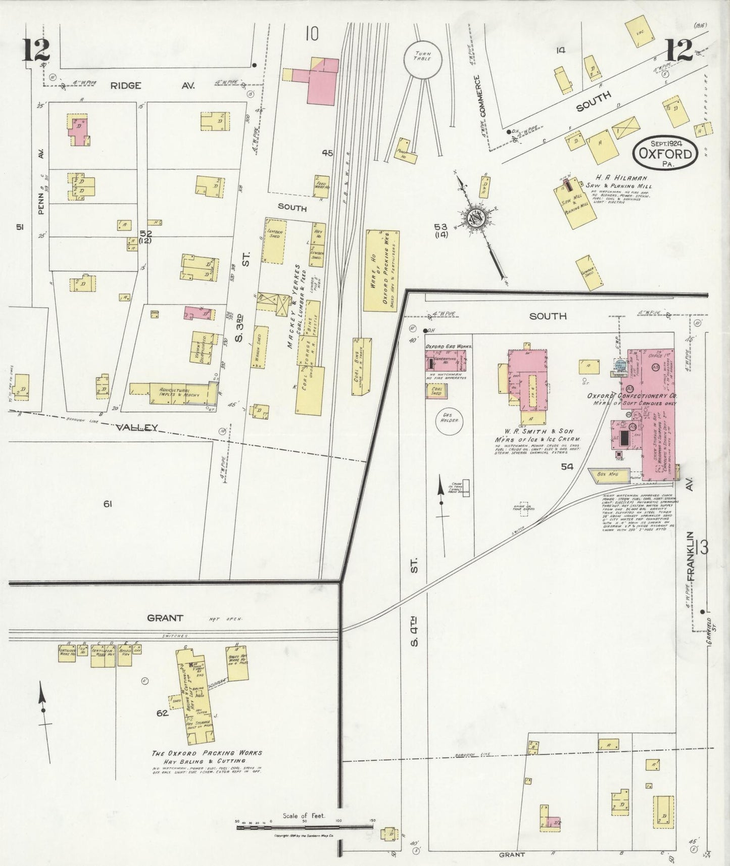 Sanborn Fire Insurance Map from Oxford, Chester County, Pennsylvania (1924), Sheet #0012 - Complete Map Set gallery image, historic Sanborn map, vintage wall art, Pennsylvania Pennsylvania