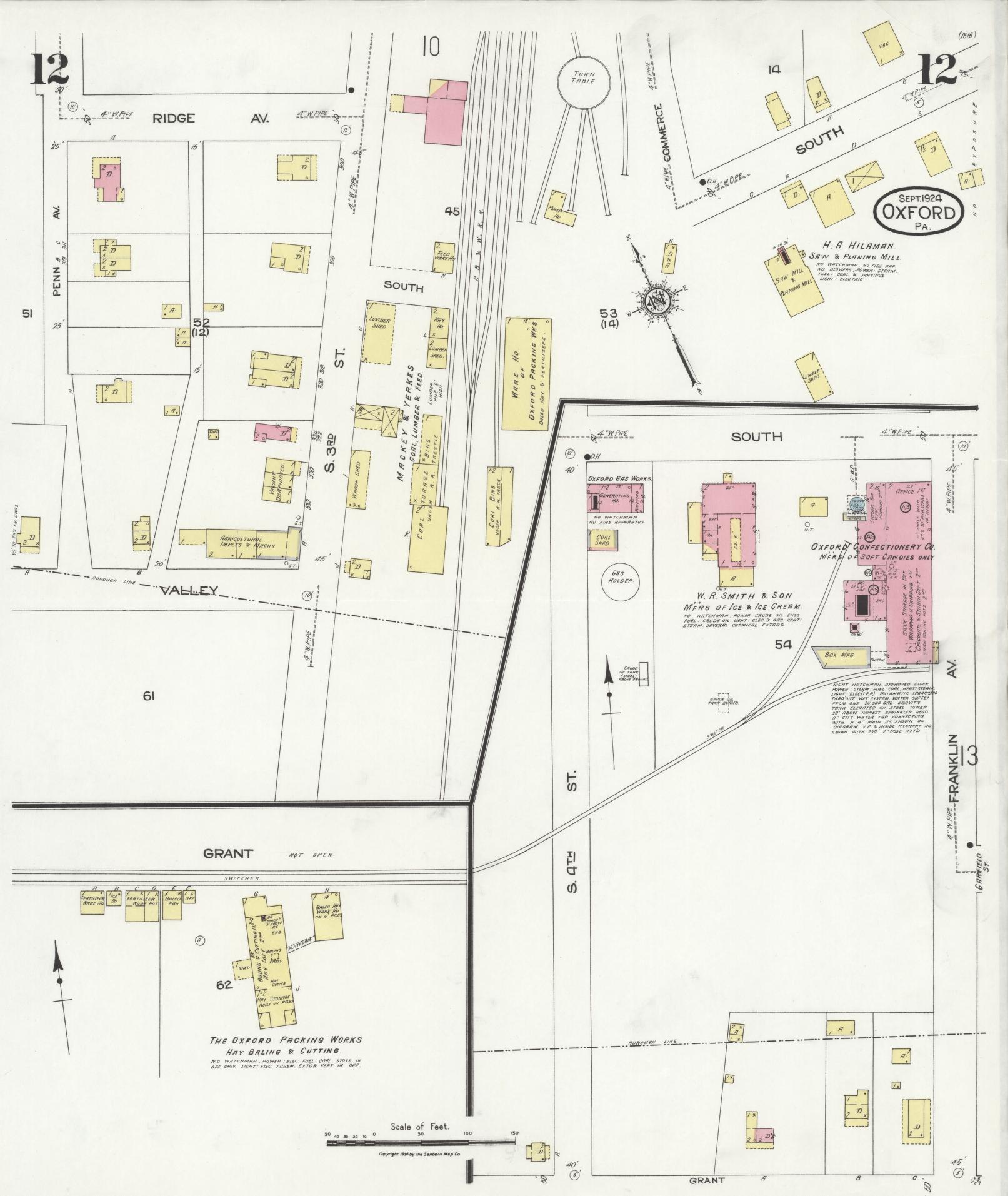 Sanborn Fire Insurance Map from Oxford, Chester County, Pennsylvania (1924), Sheet #0012 - Complete Map Set gallery image, historic Sanborn map, vintage wall art, Pennsylvania Pennsylvania