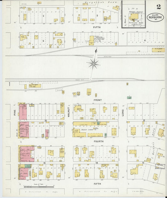 Sanborn Fire Insurance Map from Norborne, Carroll County, Missouri (1899), Sheet #0002 - Historic Sanborn Fire Insurance Map Print, vintage old map wall art, antique decor, genealogy gift, Missouri Missouri map