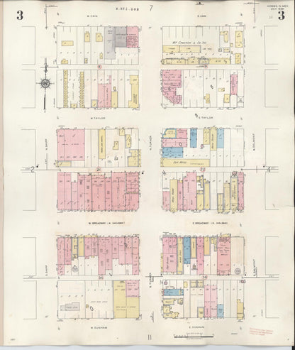 Sanborn Fire Insurance Map from Hobbs, Lea County, New Mexico (1950), Sheet #0003 - Complete Map Set gallery image, historic Sanborn map, vintage wall art, New Mexico New Mexico