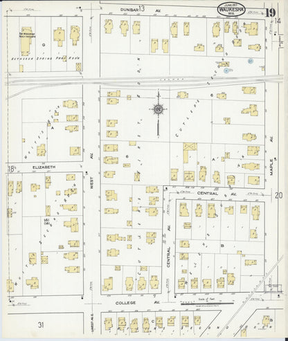 Sanborn Fire Insurance Map from Waukesha, Waukesha County, Wisconsin (1917), Sheet #0019 - Complete Map Set gallery image, historic Sanborn map, vintage wall art, Wisconsin Wisconsin