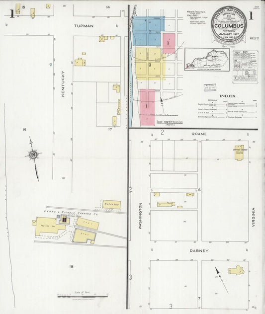 Sanborn Fire Insurance Map from Columbus, Hickman County, Kentucky. (1927) – Historic Sanborn Fire Insurance Map Print