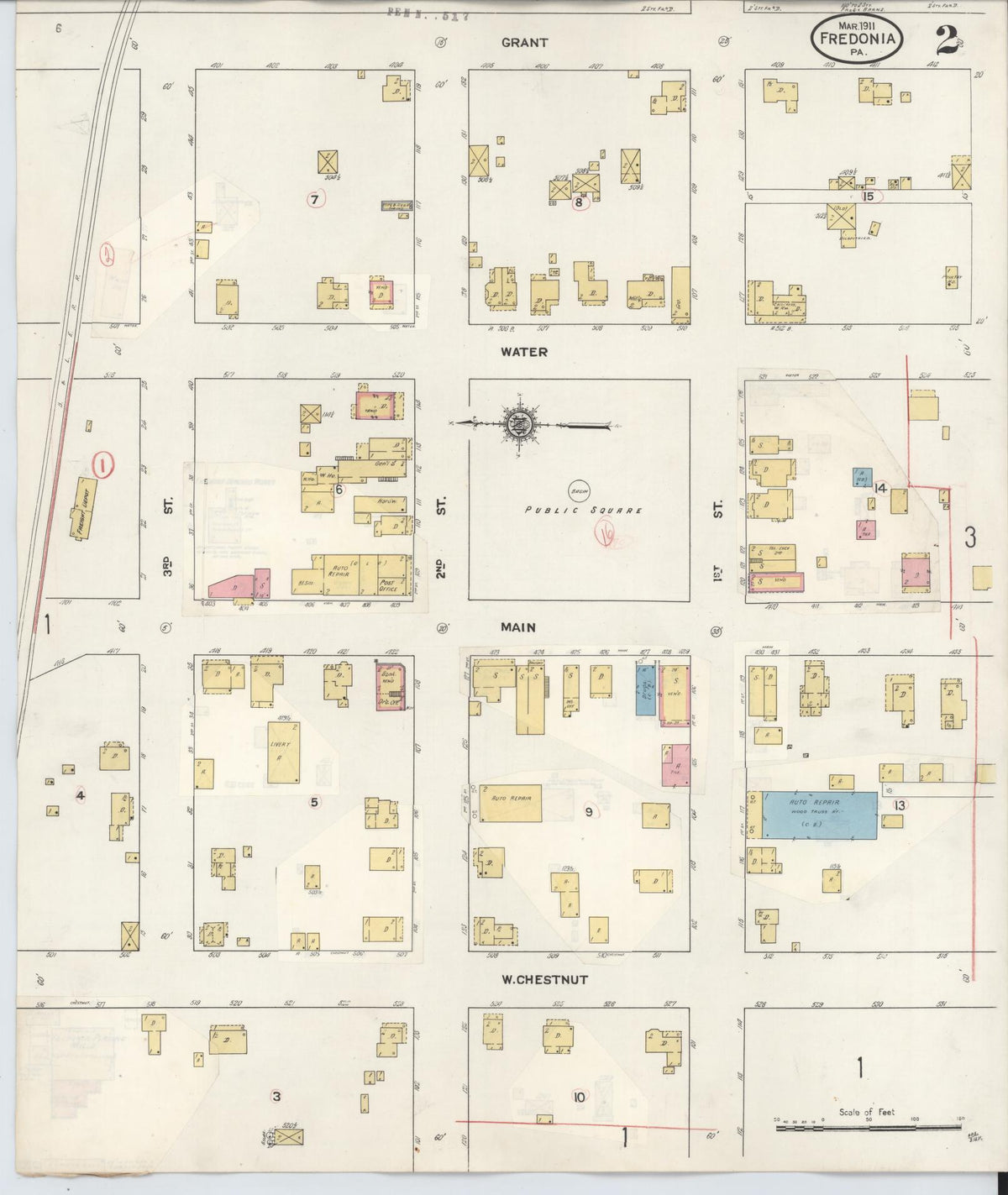 Sanborn Fire Insurance Map from Fredonia, Mercer County, Pennsylvania (1929), Sheet #0002 - Complete Map Set gallery image, historic Sanborn map, vintage wall art, Pennsylvania Pennsylvania