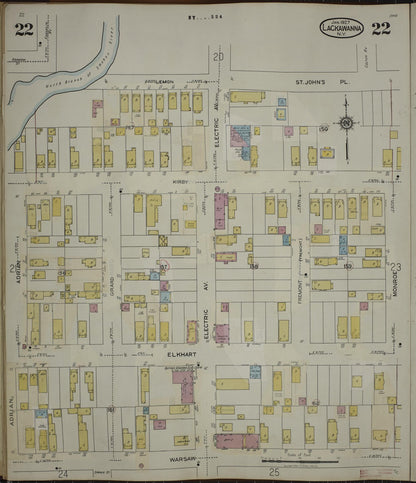 Sanborn Fire Insurance Map from Lackawanna, Erie County, New York (1950), Sheet #0022 - Historic Sanborn Fire Insurance Map Print, vintage old map wall art, antique decor, genealogy gift, New York New York map