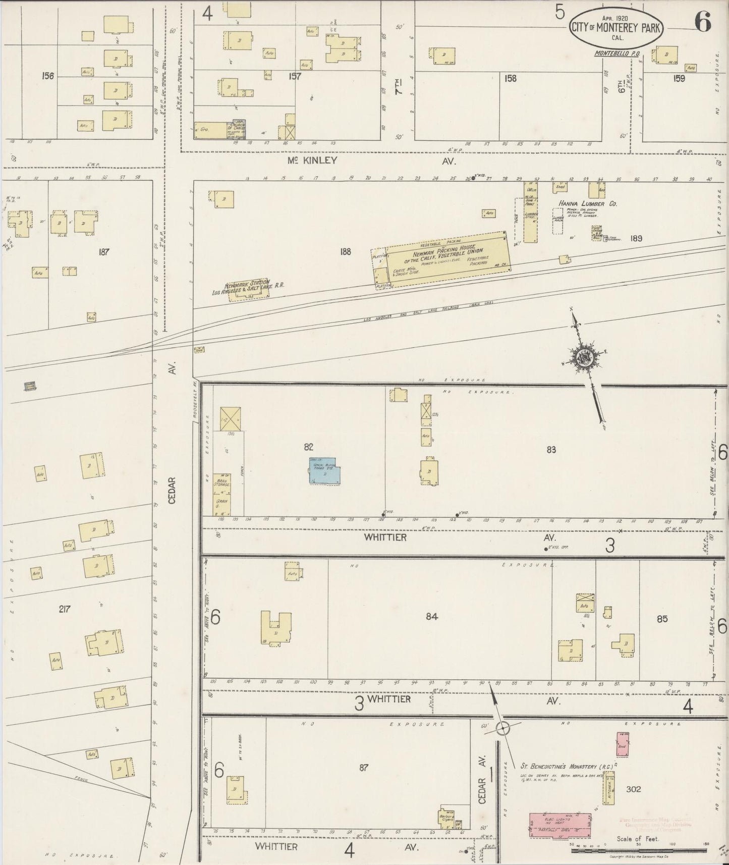 Sanborn Fire Insurance Map from Monterey Park, Los Angeles County, California (1920), Sheet #0006 - Complete Map Set gallery image, historic Sanborn map, vintage wall art, California California
