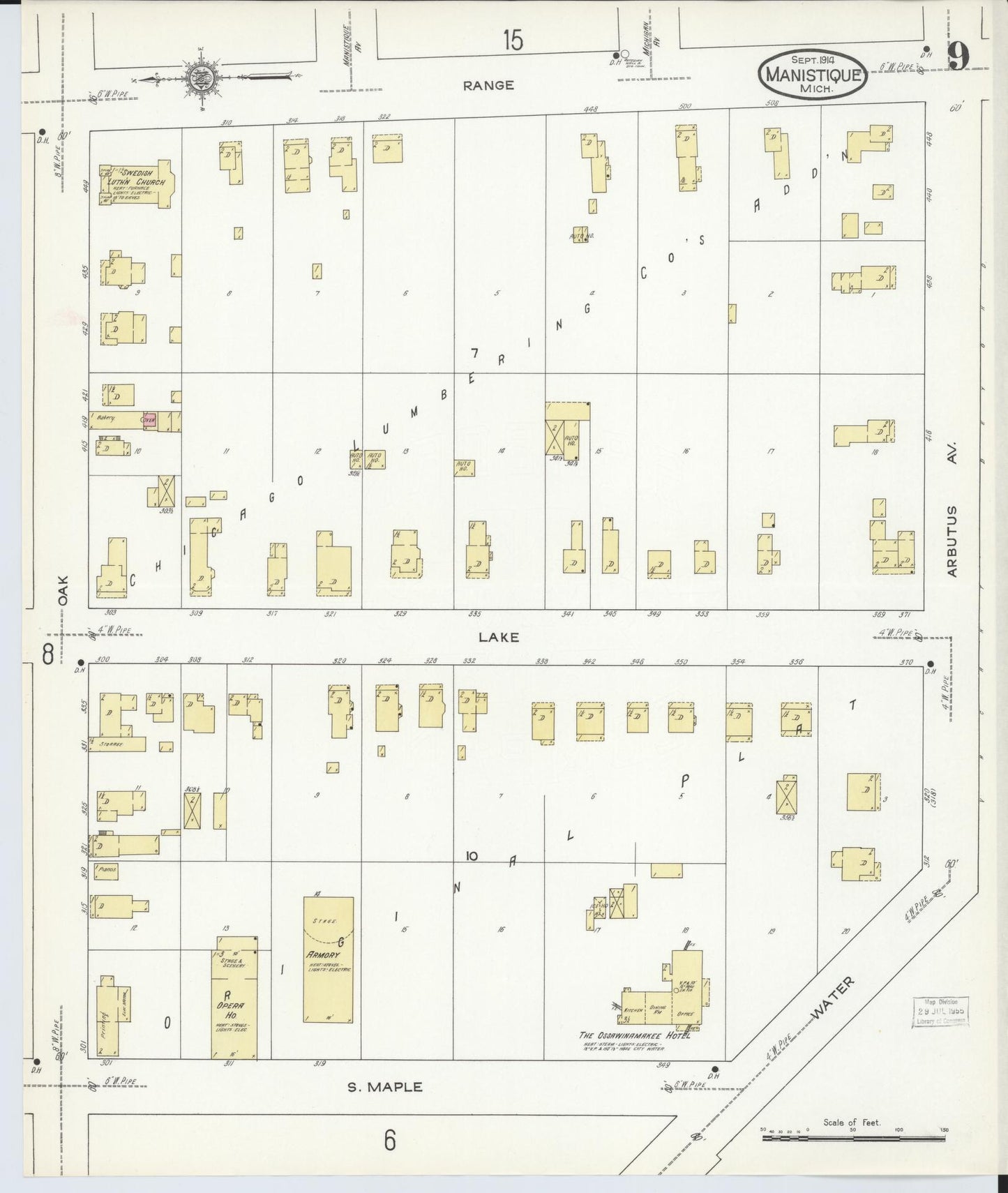 Sanborn Fire Insurance Map from Manistique, Schoolcraft County, Michigan (1914), Sheet #0009 - Complete Map Set gallery image, historic Sanborn map, vintage wall art, Michigan Michigan