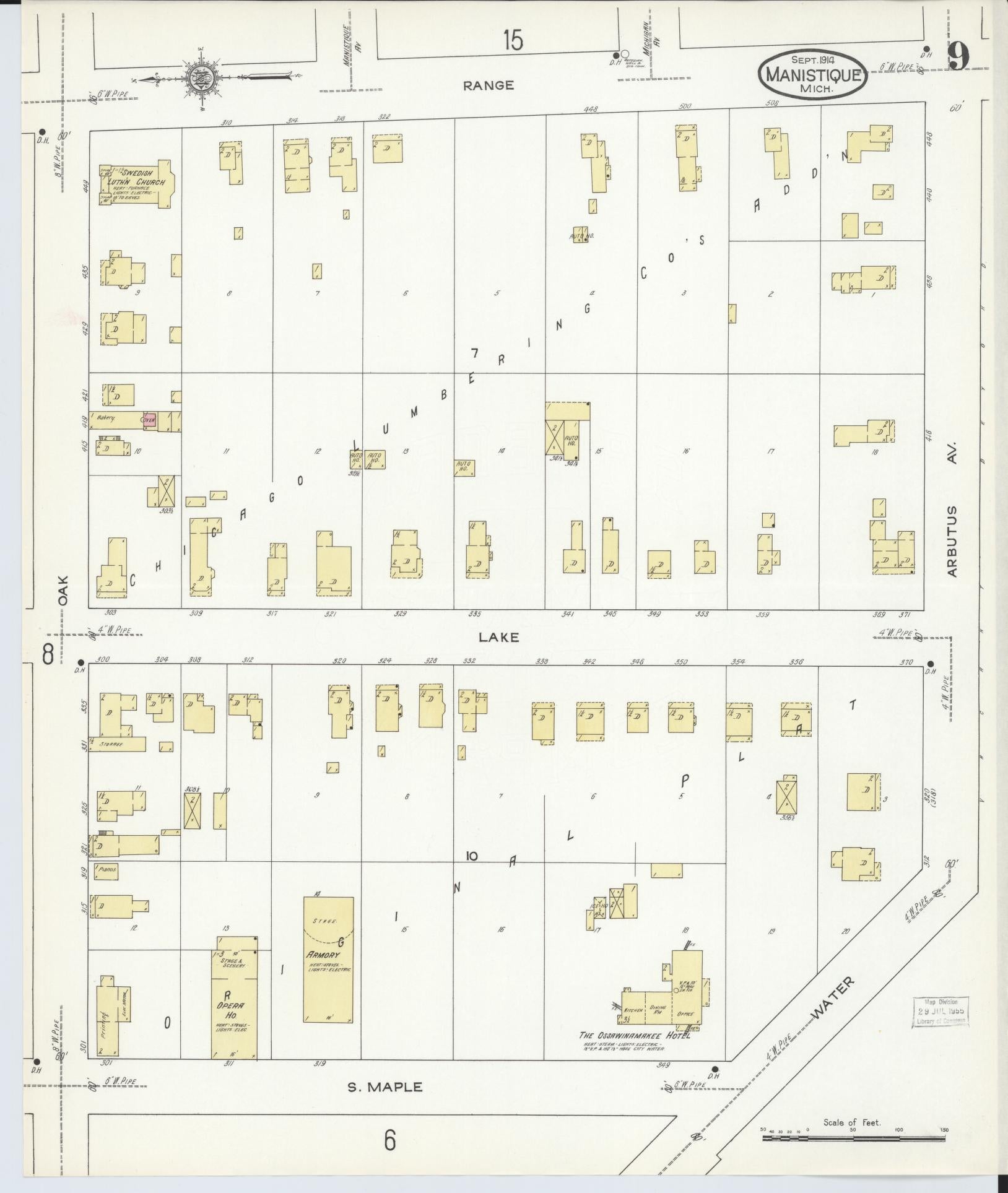 Sanborn Fire Insurance Map from Manistique, Schoolcraft County, Michigan (1914), Sheet #0009 - Complete Map Set gallery image, historic Sanborn map, vintage wall art, Michigan Michigan