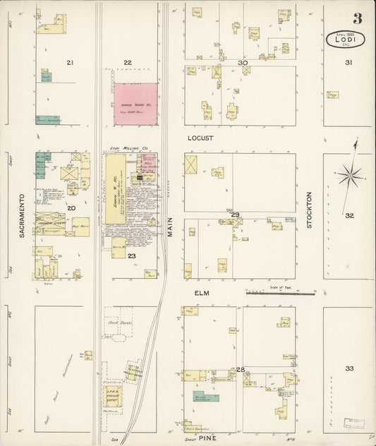 Sanborn Fire Insurance Map from Lodi, San Joaquin County, California (1888), Sheet #0003 - Historic Sanborn Fire Insurance Map Print, vintage old map wall art, antique decor, genealogy gift, California California map