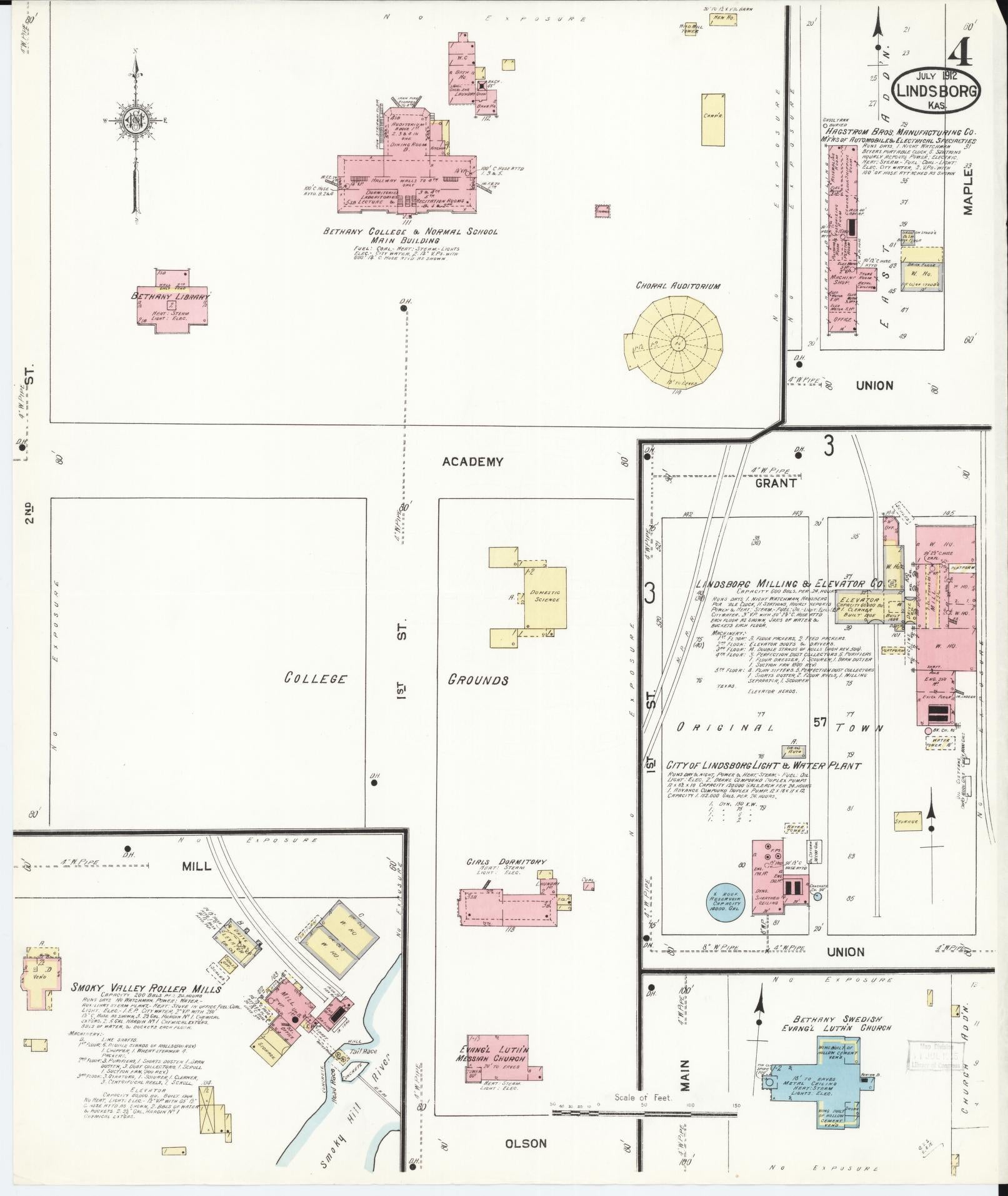 Sanborn Fire Insurance Map from Lindsborg, Mcpherson County, Kansas (1912), Sheet #0004 - Complete Map Set gallery image, historic Sanborn map, vintage wall art, Kansas Kansas
