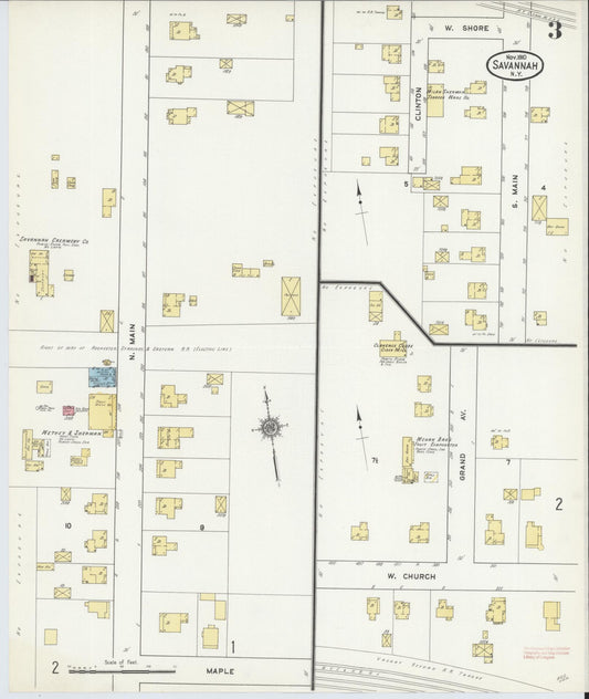 Sanborn Fire Insurance Map from Savannah, Wayne County, New York (1910), Sheet #0003 - Historic Sanborn Fire Insurance Map Print, vintage old map wall art, antique decor, genealogy gift, New York New York map