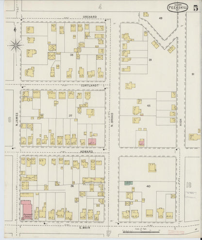 Sanborn Fire Insurance Map from Peekskill, Westchester County, New York (1895), Sheet #0005 - Complete Map Set gallery image, historic Sanborn map, vintage wall art, New York New York
