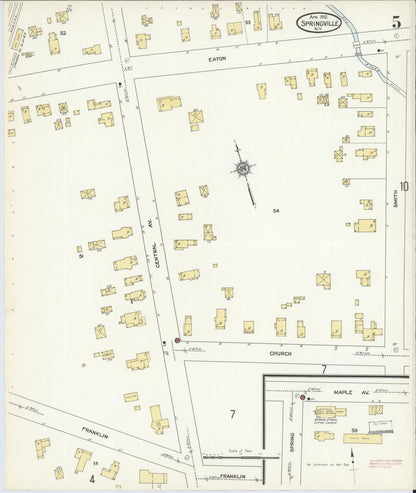 Sanborn Fire Insurance Map from Springville, Erie County, New York (1912), Sheet #0005 - Complete Map Set gallery image, historic Sanborn map, vintage wall art, New York New York