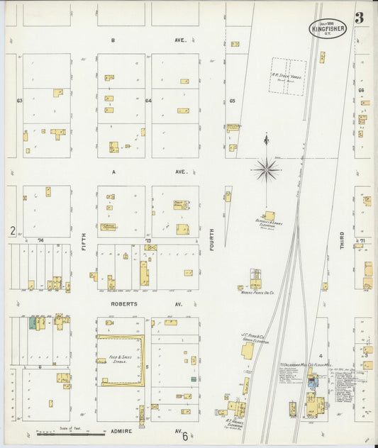 Sanborn Fire Insurance Map from Kingfisher, Kingfisher County, Oklahoma (1898), Sheet #0003 - Historic Sanborn Fire Insurance Map Print, vintage old map wall art, antique decor, genealogy gift, Oklahoma Oklahoma map