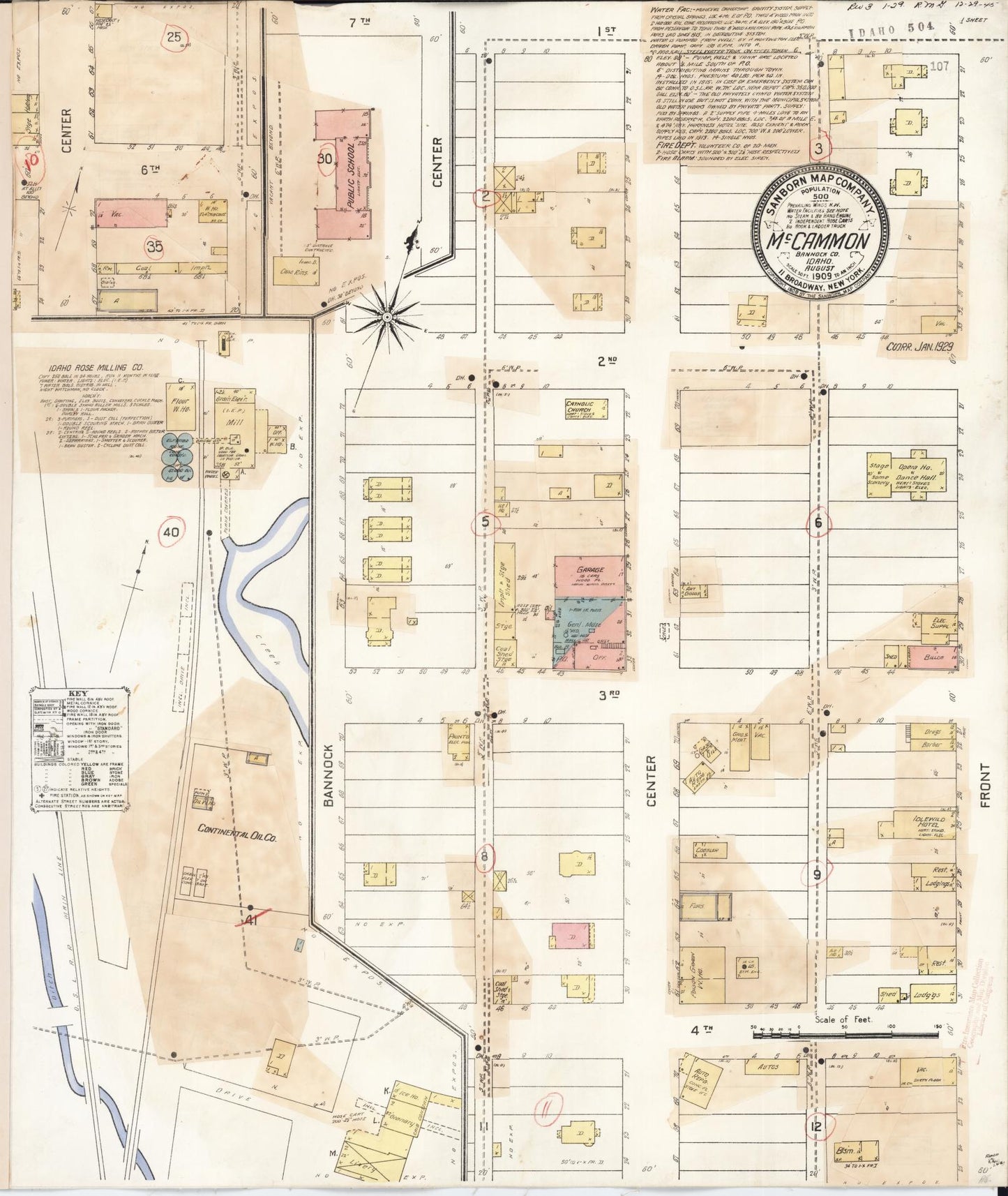Sanborn Fire Insurance Map from McCammon, Bannock County, Idaho (1929), Sheet #0001 - Historic Sanborn Fire Insurance Map Print, vintage old map wall art, antique decor, genealogy gift, Idaho Idaho map