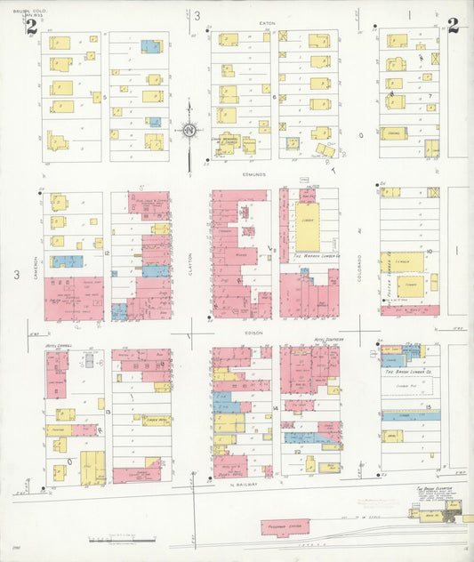 Sanborn Fire Insurance Map from Brush, Morgan County, Colorado (1933), Sheet #0002 - Historic Sanborn Fire Insurance Map Print, vintage old map wall art, antique decor, genealogy gift, Colorado Colorado map