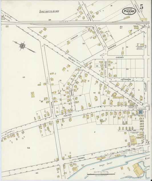 Sanborn Fire Insurance Map from Phoenix, Oswego County, New York (1919), Sheet #0005 - Historic Sanborn Fire Insurance Map Print, vintage old map wall art, antique decor, genealogy gift, New York New York map
