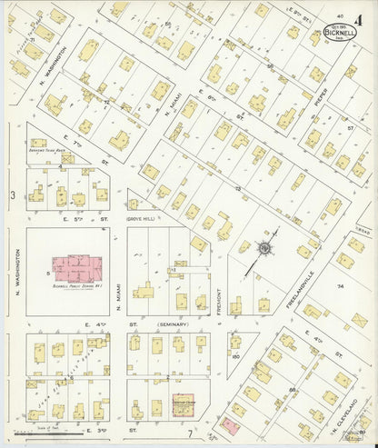 Sanborn Fire Insurance Map from Bicknell, Knox County, Indiana (1915), Sheet #0004 - Historic Sanborn Fire Insurance Map Print, vintage old map wall art, antique decor, genealogy gift, Indiana Indiana map
