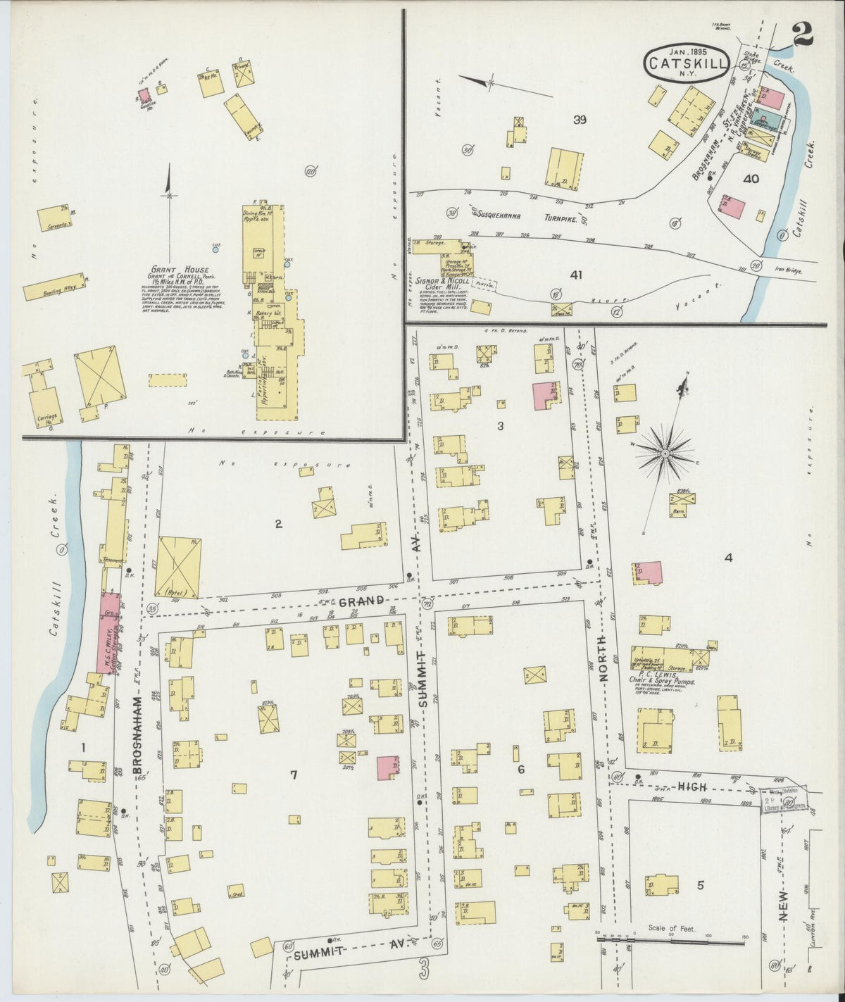 Sanborn Fire Insurance Map from Catskill, Greene County, New York (1895), Sheet #0002 - Historic Sanborn Fire Insurance Map Print, vintage old map wall art, antique decor, genealogy gift, New York New York map