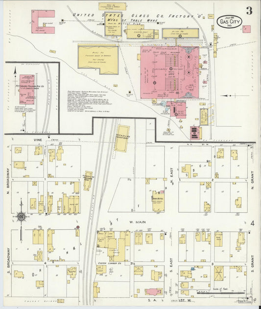 Sanborn Fire Insurance Map from Gas City, Grant County, Indiana (1911), Sheet #0003 - Historic Sanborn Fire Insurance Map Print, vintage old map wall art, antique decor, genealogy gift, Indiana Indiana map