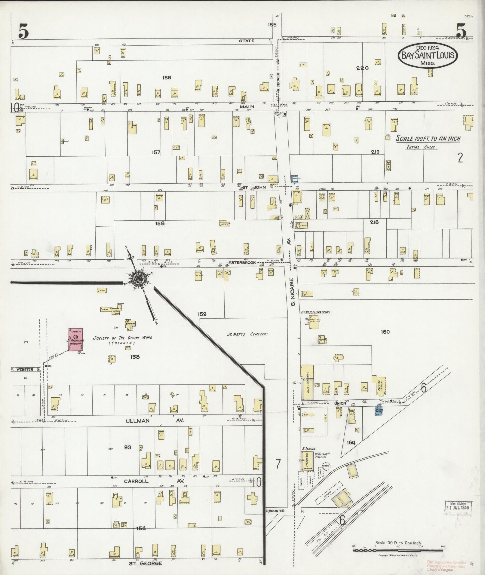 Sanborn Fire Insurance Map from Bay Saint Louis, Hancock County, Mississippi (1924), Sheet #0005 - Complete Map Set gallery image, historic Sanborn map, vintage wall art, Mississippi Mississippi