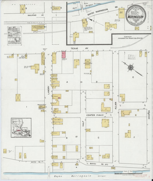 Sanborn Fire Insurance Map from Maringouin, Iberville Parish, Louisiana (1919), Sheet #0001 - Historic Sanborn Fire Insurance Map Print, vintage old map wall art, antique decor, genealogy gift, Louisiana Louisiana map