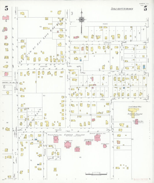 Sanborn Fire Insurance Map from Eureka, Woodford County, Illinois (1941), Sheet #0005 - Historic Sanborn Fire Insurance Map Print, vintage old map wall art, antique decor, genealogy gift, Illinois Illinois map