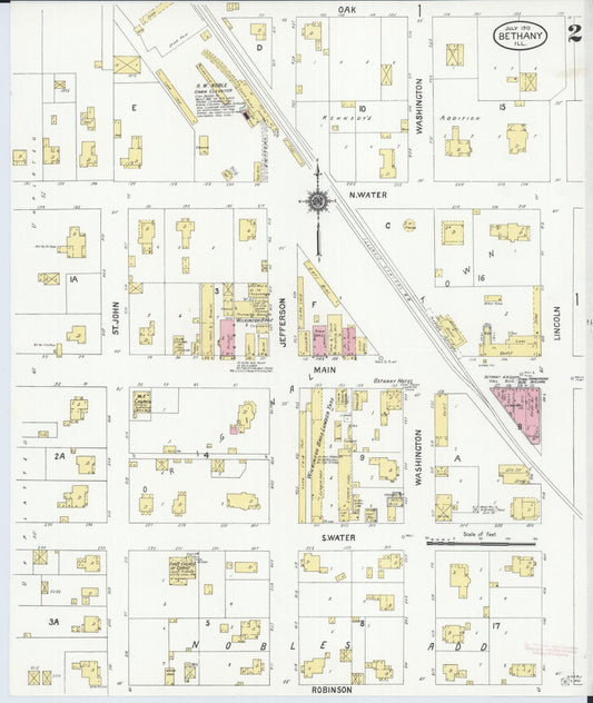 Sanborn Fire Insurance Map from Bethany, Moultrie County, Illinois (1910), Sheet #0002 - Historic Sanborn Fire Insurance Map Print, vintage old map wall art, antique decor, genealogy gift, Illinois Illinois map