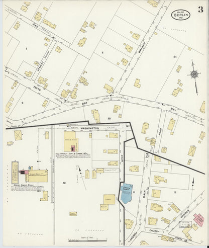 Sanborn Fire Insurance Map from Berlin, Worcester County, Maryland (1911), Sheet #0003 - Complete Map Set gallery image, historic Sanborn map, vintage wall art, Maryland Maryland