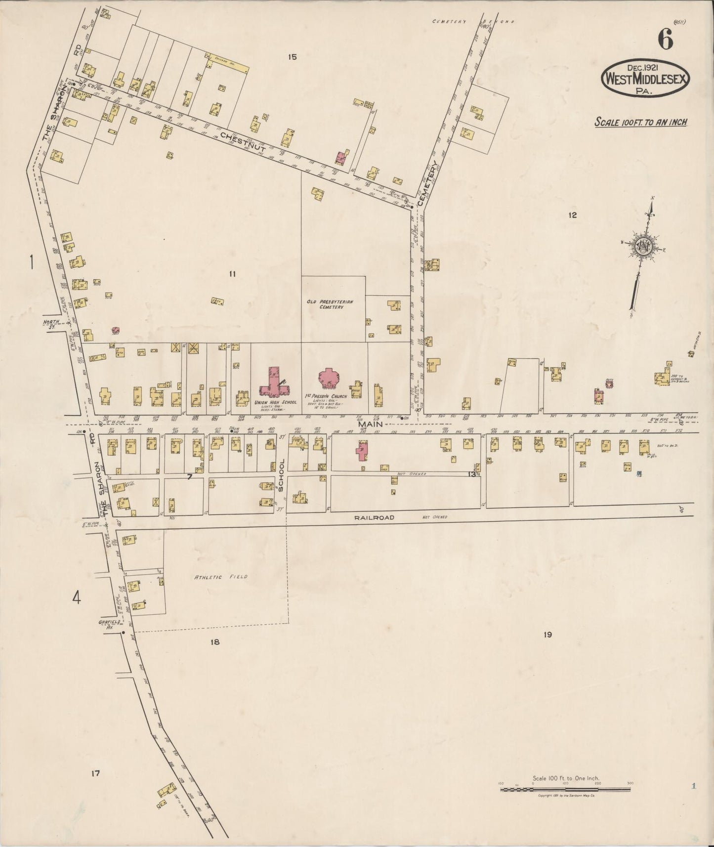 Sanborn Fire Insurance Map from West Middlesex, Mercer County, Pennsylvania (1921), Sheet #0006 - Complete Map Set gallery image, historic Sanborn map, vintage wall art, Pennsylvania Pennsylvania