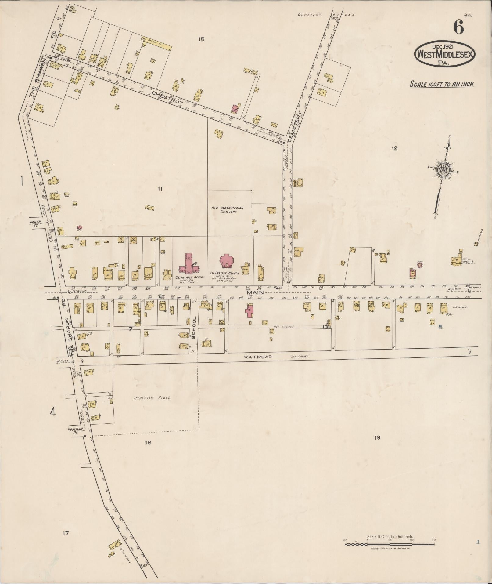 Sanborn Fire Insurance Map from West Middlesex, Mercer County, Pennsylvania (1921), Sheet #0006 - Complete Map Set gallery image, historic Sanborn map, vintage wall art, Pennsylvania Pennsylvania