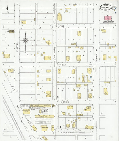 Sanborn Fire Insurance Map from Idabel, McCurtain County, Oklahoma (1927), Sheet #0004 - Complete Map Set gallery image, historic Sanborn map, vintage wall art, Oklahoma Oklahoma