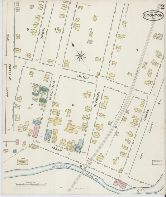 Sanborn Fire Insurance Map from Boonton, Morris County, New Jersey (1886), Sheet #0002 - Historic Sanborn Fire Insurance Map Print, vintage old map wall art, antique decor, genealogy gift, New Jersey New Jersey map