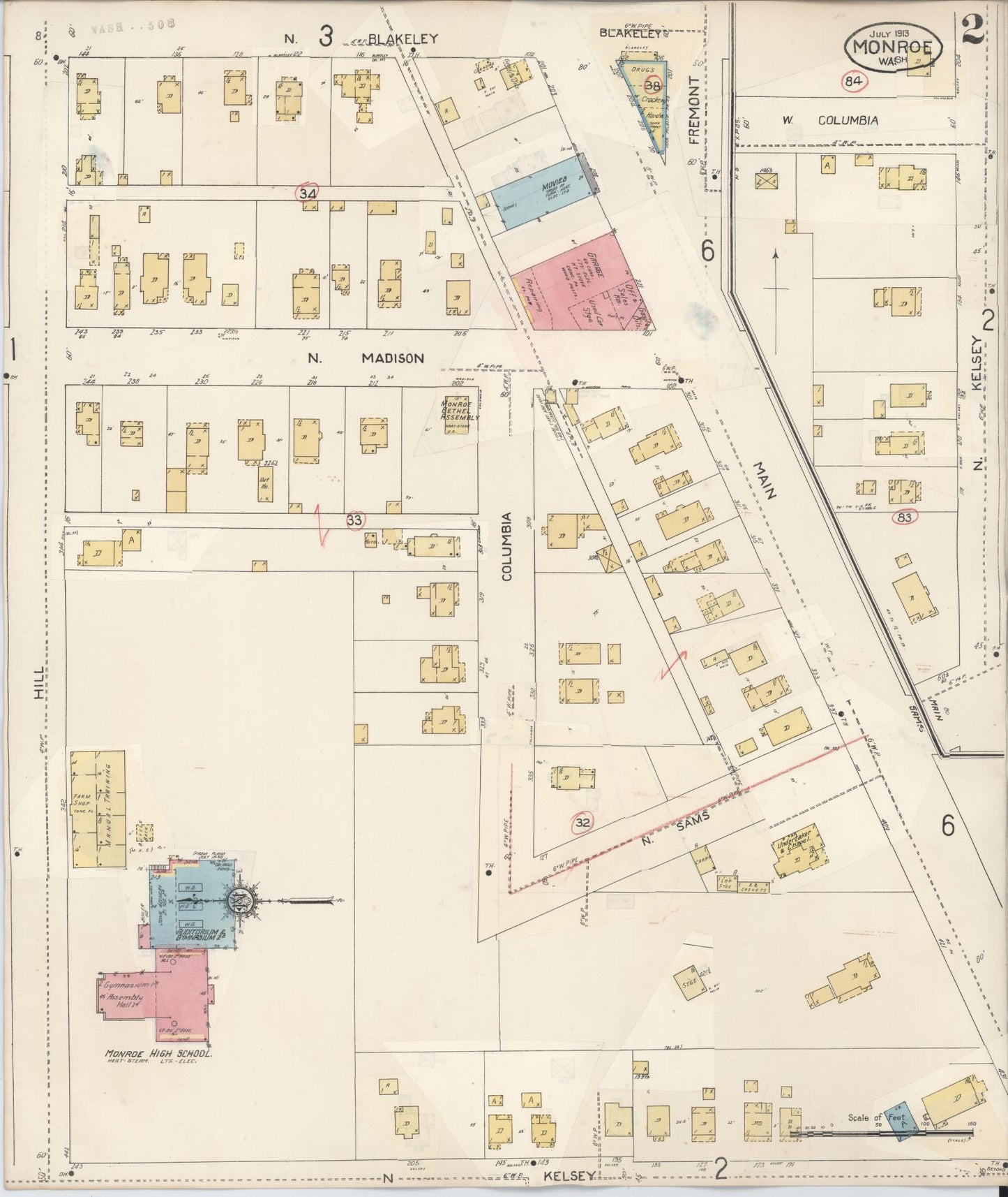 Sanborn Fire Insurance Map from Monroe, Snohomish County, Washington (1942), Sheet #0002 - Complete Map Set gallery image, historic Sanborn map, vintage wall art, Washington Washington