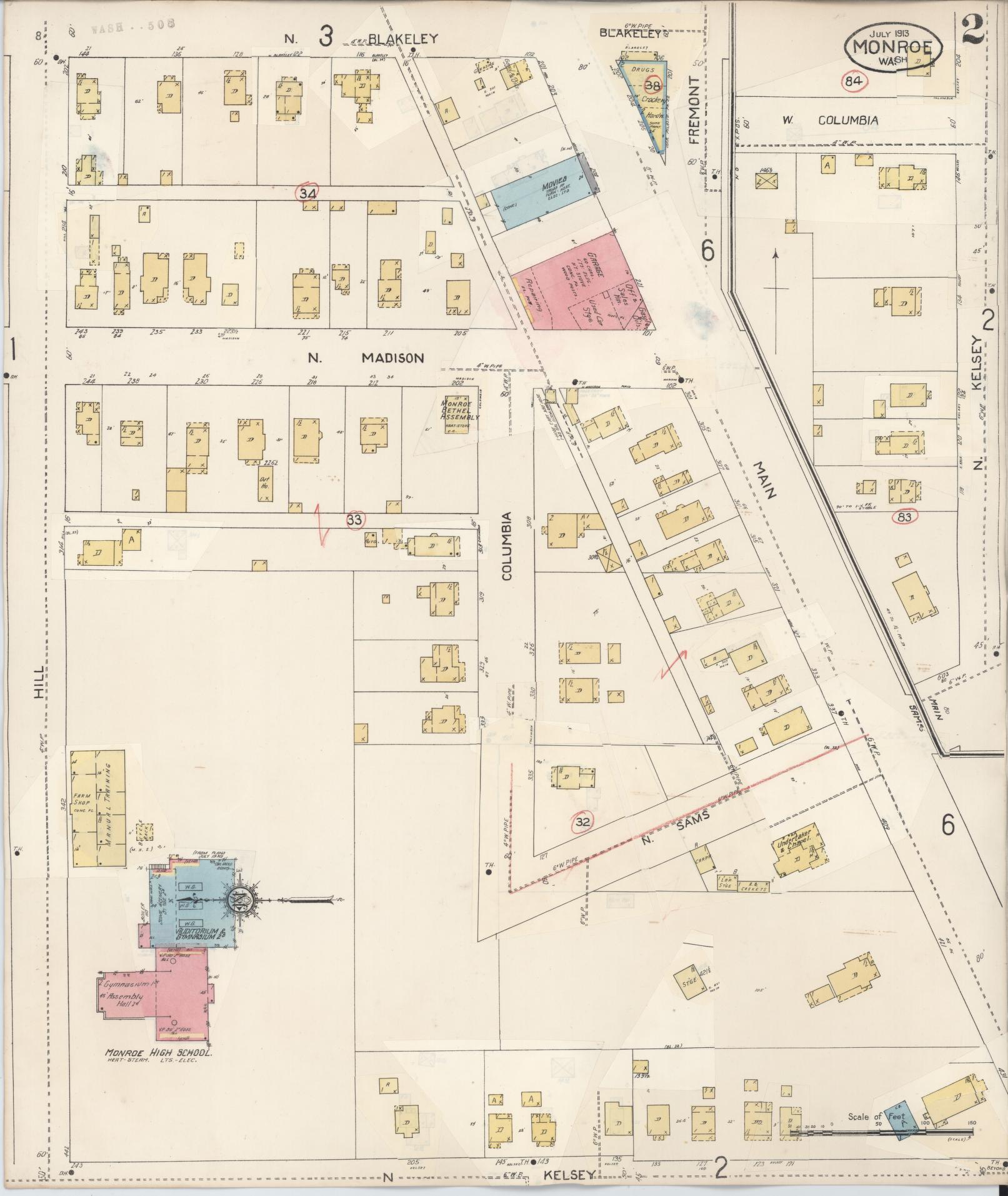 Sanborn Fire Insurance Map from Monroe, Snohomish County, Washington (1942), Sheet #0002 - Complete Map Set gallery image, historic Sanborn map, vintage wall art, Washington Washington
