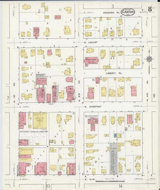 Sanborn Fire Insurance Map from Canton, Fulton County, Illinois (1917), Sheet #0008 - Historic Sanborn Fire Insurance Map Print, vintage old map wall art, antique decor, genealogy gift, Illinois Illinois map