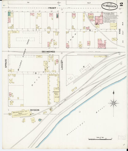 Sanborn Fire Insurance Map from Fort Madison, Lee County, Iowa (1889), Sheet #0002 - Historic Sanborn Fire Insurance Map Print