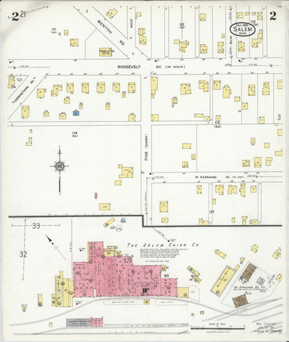 Sanborn Fire Insurance Map from Salem, Columbiana County, Ohio (1926), Sheet #0002 - Historic Sanborn Fire Insurance Map Print, vintage old map wall art, antique decor, genealogy gift, Ohio Ohio map