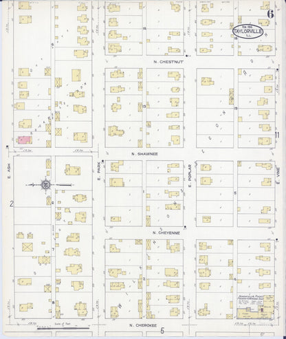 Sanborn Fire Insurance Map from Taylorville, Christian County, Illinois (1914), Sheet #0006 - Complete Map Set gallery image, historic Sanborn map, vintage wall art, Illinois Illinois