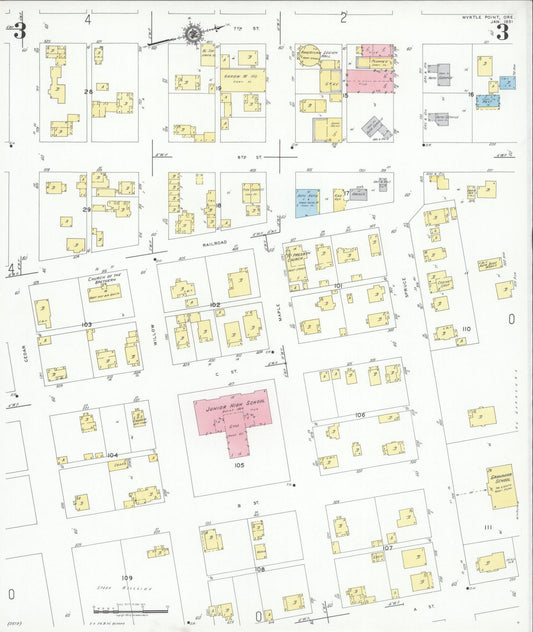 Sanborn Fire Insurance Map from Myrtle Point, Coos County, Oregon (1951), Sheet #0003 - Historic Sanborn Fire Insurance Map Print, vintage old map wall art, antique decor, genealogy gift, Oregon Oregon map